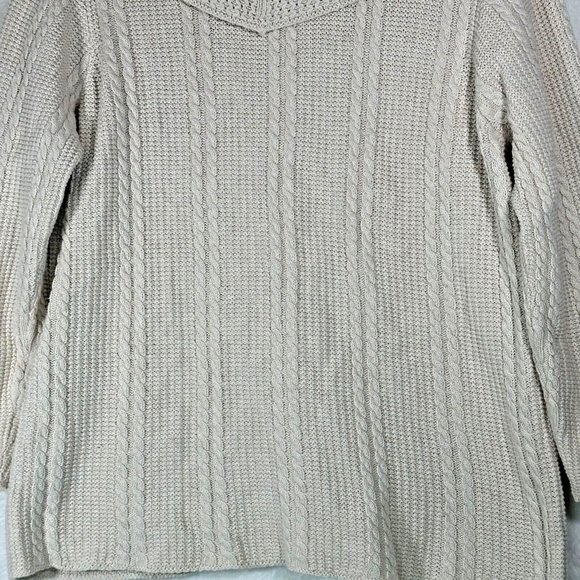 Jeanne Pierre Beige Long Sleeve Sweater Womens 1X Cable Knit Plus Size Sweater - Picture 5 of 11